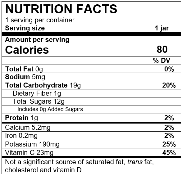 Nutrition Facts Banana Apple Strawberry with Millet Quinoa & Cinnamon